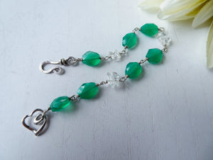 Green Onyx Heart Clasp Bracelet