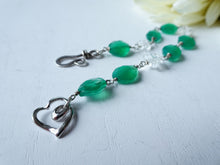 Load image into Gallery viewer, Green Onyx Heart Clasp Bracelet