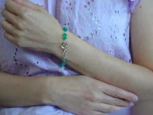 Green Onyx Heart Clasp Bracelet
