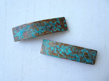 Load image into Gallery viewer, Turquoise Blue Patina Barrette, Rectangle Barrette