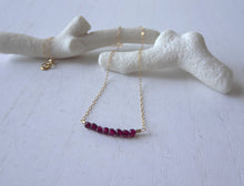 Load image into Gallery viewer, Ruby Gold-filled Bar Necklace