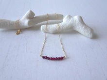 Load image into Gallery viewer, Ruby Gold-filled Bar Necklace
