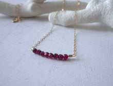 Load image into Gallery viewer, Ruby Gold-filled Bar Necklace