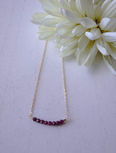 Load image into Gallery viewer, Ruby Gold-filled Bar Necklace