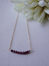 Load image into Gallery viewer, Ruby Gold-filled Bar Necklace