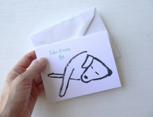 Load image into Gallery viewer, Hand holding a card with a drawing of a fish and 'Take it easy' text, with an envelope on a white background.