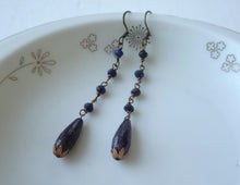 Load image into Gallery viewer, Midnight Blue Lapis Lazuli Drop Earrings