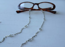 Load image into Gallery viewer, Fancy Silver Eye Glasses Chain With Gemstones, Mask Lanyard