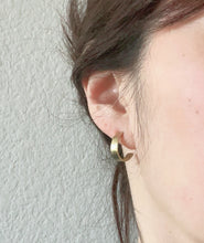 Load image into Gallery viewer, Tiny Gold Half Hoop Earrings, Simple Modern Jewelry