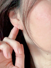 Load image into Gallery viewer, Gold-filled bar earrings on a model
