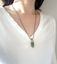 Load image into Gallery viewer, Moss Quartz Garden Gate Pendant, Raw Stone Pendant