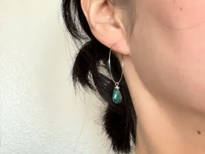 Green Malachite Hoop Earrings