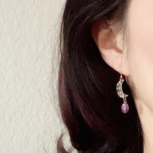 wearing photo of  crescent moon earrings