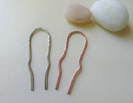 Short Mini Zigzag Hair Pin, Metal Bun Holder.