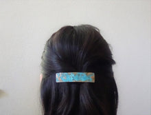 Load image into Gallery viewer, Turquoise Blue Patina Barrette, Rectangle Barrette.