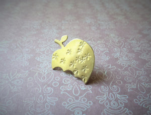 Bitten Apple Pin Brooch, Close up