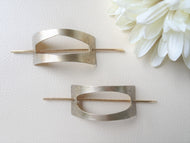 Gold Hair Slide, Brass Hair Cuff.