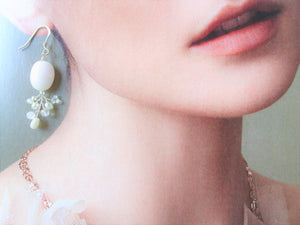 Blush Pink Botanical Beaded Branch Earrings, Twig Earrings.