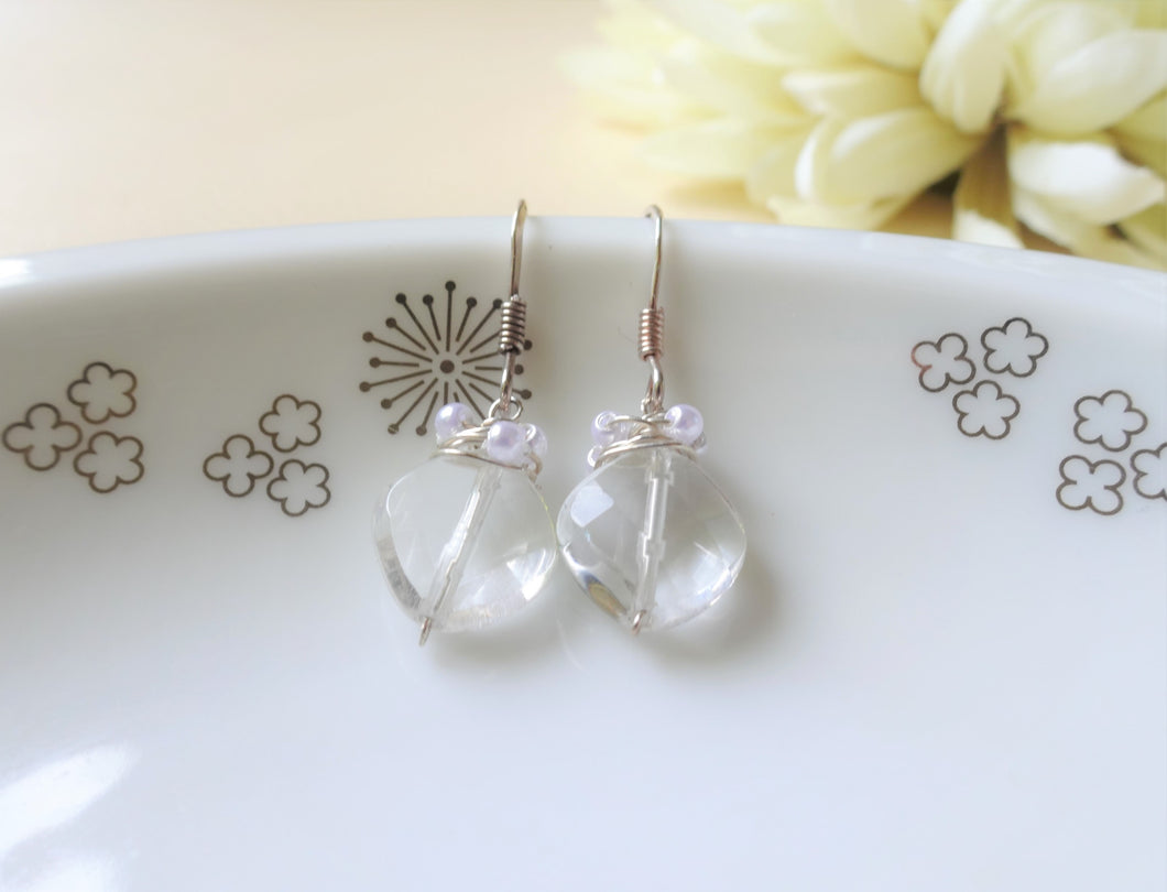 Transparent Gems Short Dangle Earrings.