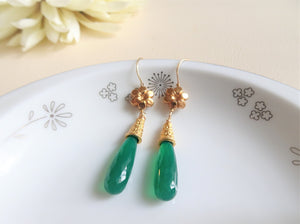Exotic Emerald green Drop Earrings.