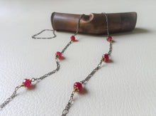 Load image into Gallery viewer, Antique Bronze Eye Glasses Chain, Red Stone Eyewear Jewelry