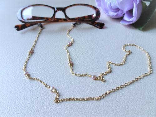 Pink Pearls Sunglasses Chain, Eyewear Jewelry 
