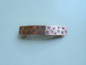 Narrow Flower Stamped Rectangle Barrette 