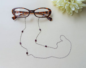 Garnet Eyeglasses Holder Necklace, Eyeglasses Chain, Sunglasses Strap 