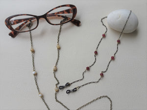 Antique Bronze Gemstones Eyeglasses Holder 