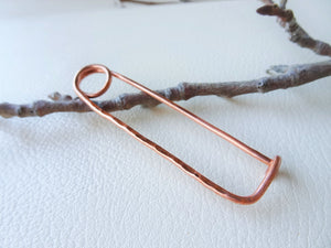 Copper Shawl Pin, Handforged Safety Pin 