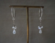 Load image into Gallery viewer, Threaders Moonstone Dainty Dangle Earrings, hanging