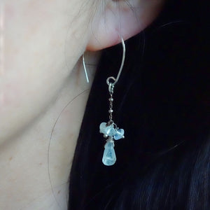 Threaders Moonstone Dainty Dangle Earrings on model