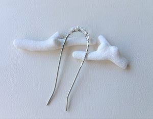 Silver Pearl Hair Fork, Bun Holder