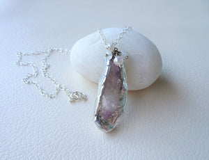 Raw Amethyst Pendant, Boho-chic Purple Crystal  Necklace