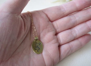 Hand Stamped Tree of Joy Pendant, Gold or Silver