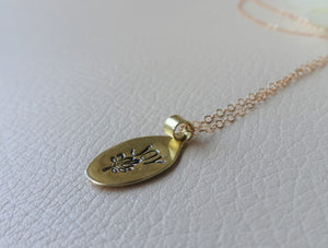 Hand Stamped Tree of Joy Pendant, Gold or Silver