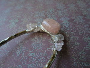 Pink Gem Hair Fork, Morganite and rose quartz