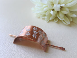 Ponytail Cover, Floral Copper Hair Tie Cover, Hair Slide