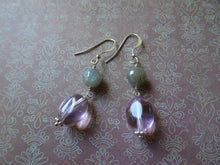 Load image into Gallery viewer, Pink Amethyst and Labradorite Duo Earrings 
