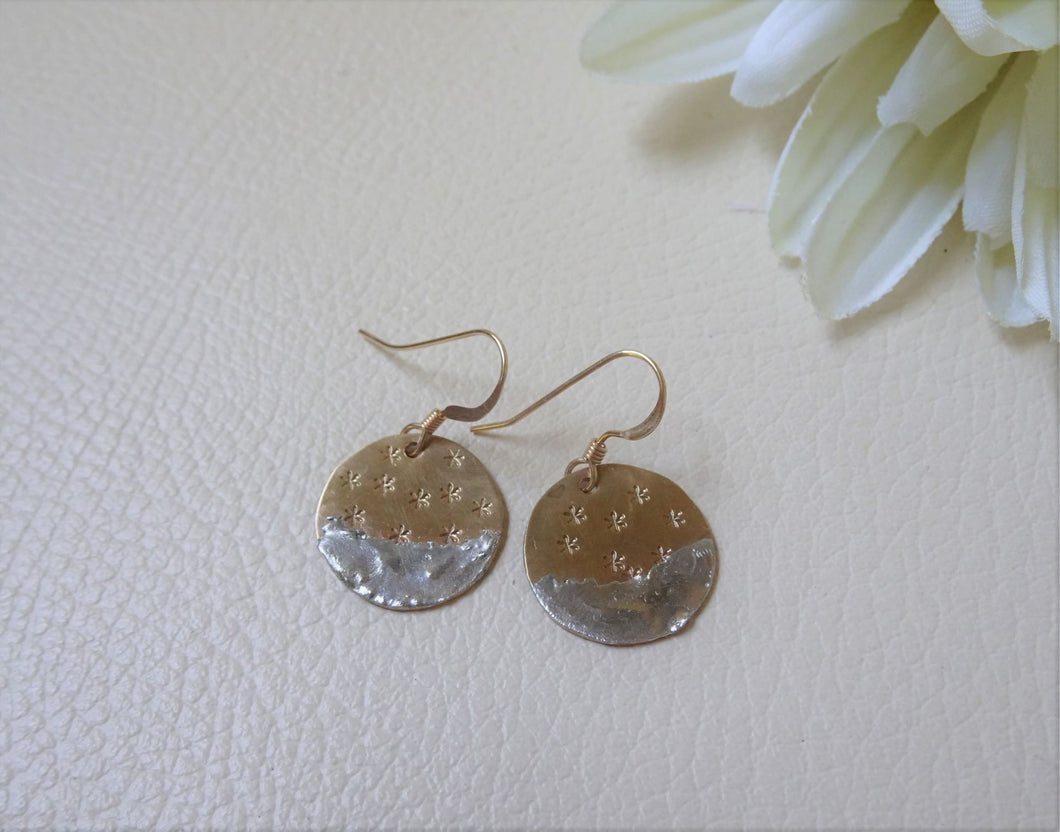 Dunking Moon Circle Earrings, Gold Round Earrings