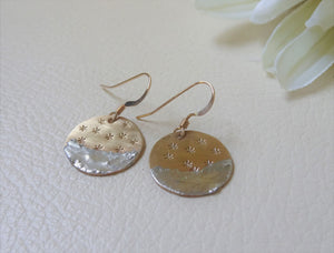 Dunking Moon Circle Earrings, Gold Round Earrings