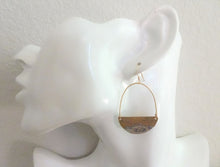 Load image into Gallery viewer, Gold and Silver Half Moon Earrings, Abstract Jewelry