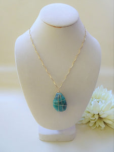 Wire Wrapped Amazonite Long Necklace