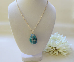 Wire Wrapped Amazonite Long Necklace