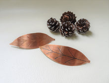 Load image into Gallery viewer, fall leaf copper hair barrette