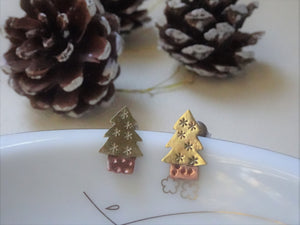 Christmas Tree Stud Earrings, Small Tree Jewelry