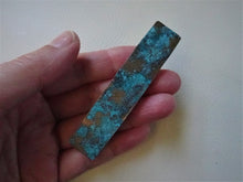 Load image into Gallery viewer, Narrow Blue Patina Barrette, Rustic Rectangle Barrette