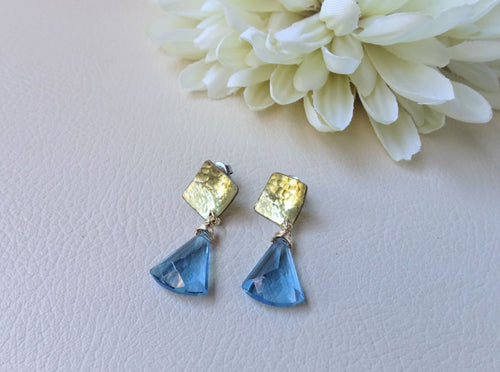 Geometric Blue Qaurtz Earrings