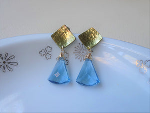 Geometric Blue Qaurtz Earrings