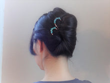 Load image into Gallery viewer, Copper Hair Fork with Lapis Lazuli, Copper Bun Holder.